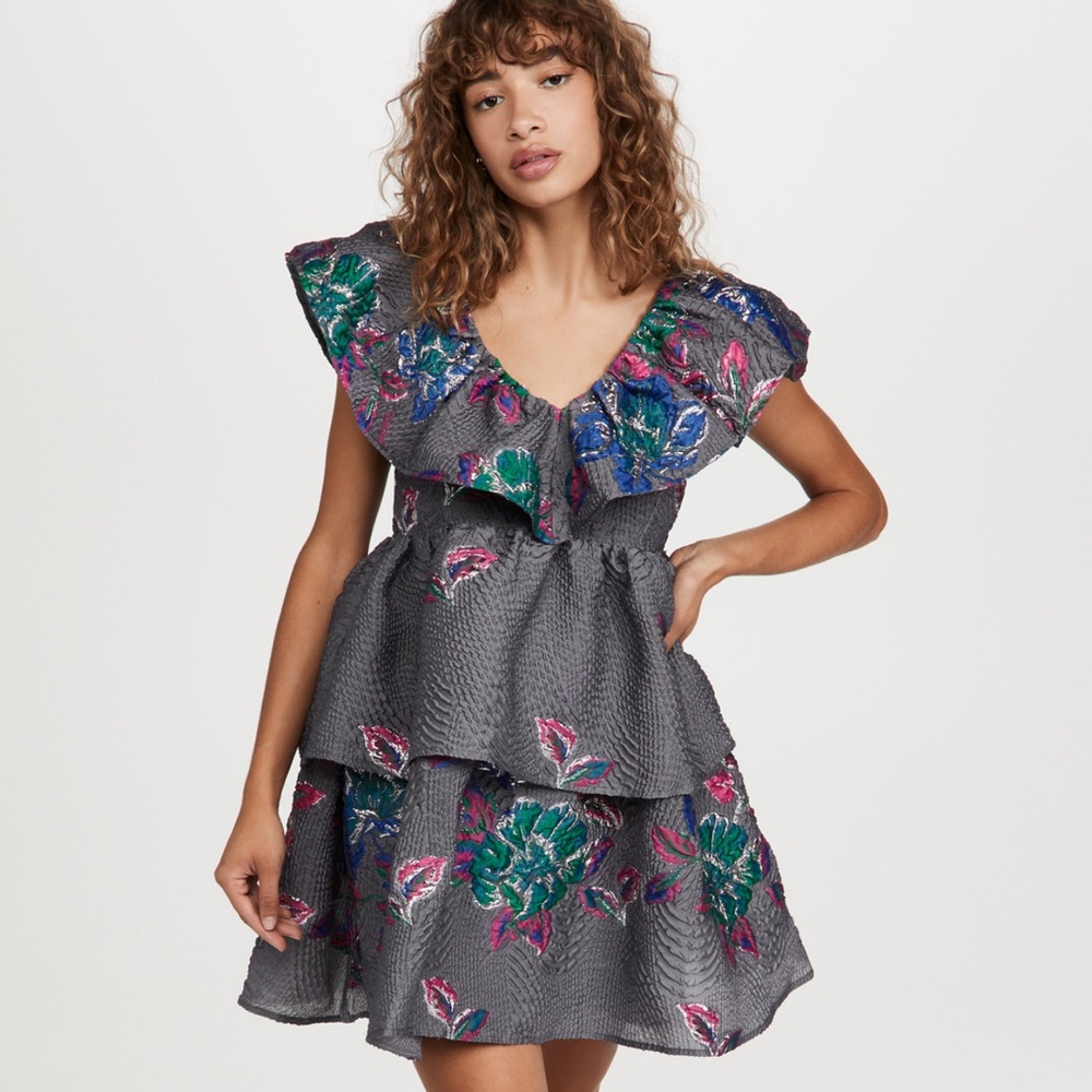 Ganni structured tiered dress nwt 32